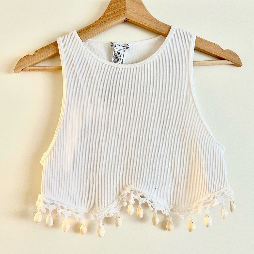 ZARA shell crop top white